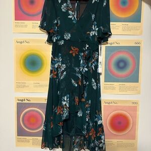 Calvin Klein Green Floral High Low Dress